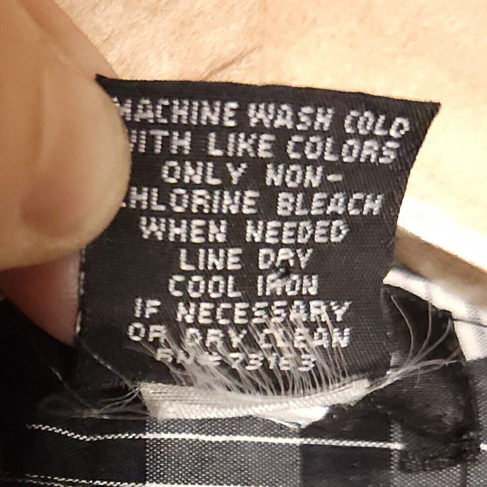 Spense Black White Plaid Ruffle Front Button Down Small - Picture 5 of 5